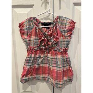 Ralph Lauren girls plaid short sleeve dress with ruffle accents size 18 months